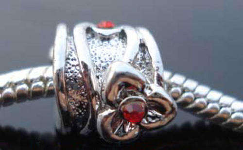 *** BEAUTIFUL TIBET SILVER SCREW FLOWER STONE - FIT PANDORA ***