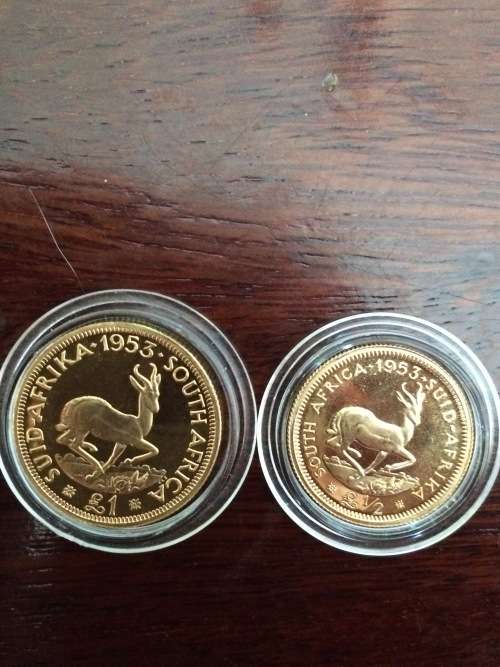 1953 South African Twin Set 1 pound Gold Plus 1/2 pound Gold