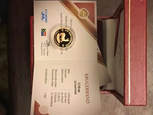 2015 1/10oz Proof Krugerrand with COA