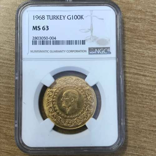 1968 Turkey G100K MS63 Gold"Only four coins graded by NGC"
