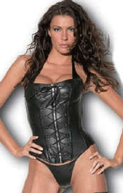 BLACK LEATHER CORSET 38