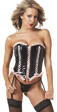 BLACK & PINK PVC CORSET 36