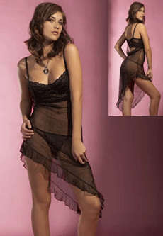 BLACK MESH GOWN