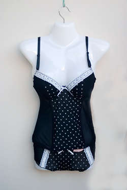 BLACK POLKA DOT BRA SET