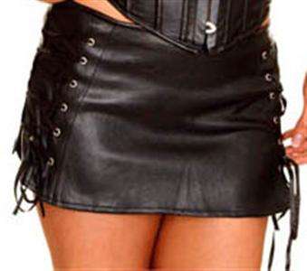 BLACK  LEATHER SKIRT 42