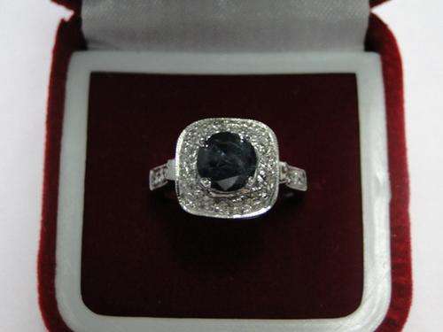 Certified 1.50Cts Round Cut Real & Natural Blue Diamond Wedding/Engagement Ring With White Accents