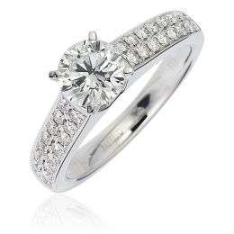 1.00Cts Round Cut Real & Natural Diamond Wedding/Engagement Ring With White Accents