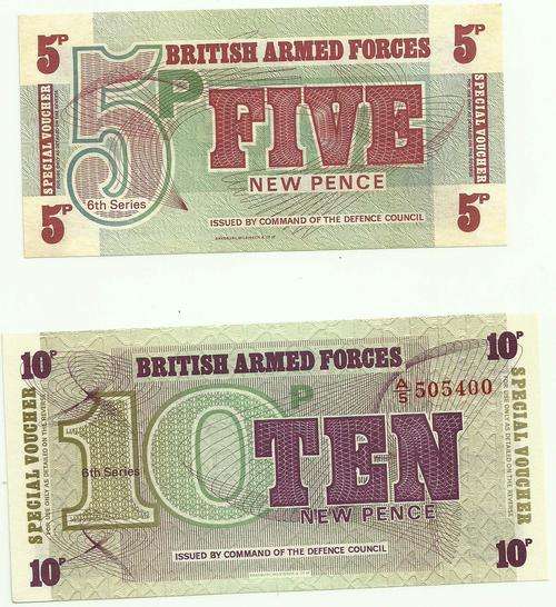 British Armed Forces 5, 10 New Pence Crisp uncirculated