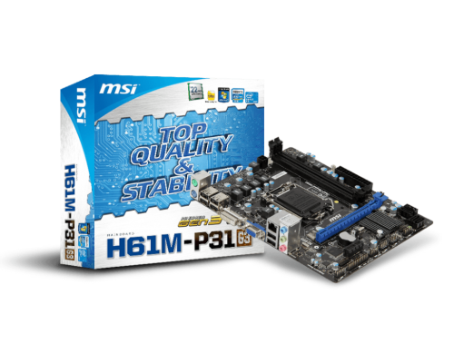 Motherboard Bundle - MSI H61M-P31 Motherboard, Intel Dual Core Ivy Bridge CPU, 4GB DDR3 & Cooler.