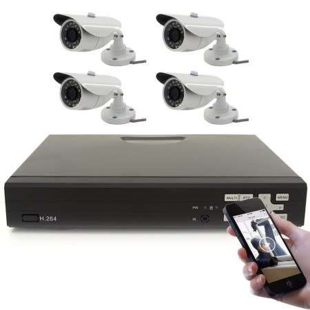 4 channel cctv full Camera kit Security Recording System with internet & 5G Phone Viewing (White)