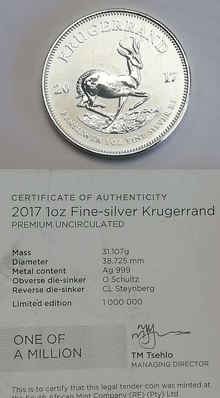2017 silver Kruger rand 50th Anniversary First release