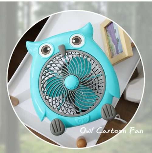 Mini Student Dormitory Cartoon Owl Small Fan, Office Desk Fan