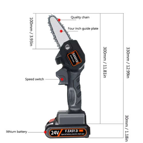 24V Mini Lithium Battery Rechargeable Electric Chainsaw Outdoor Logging Chainsaw