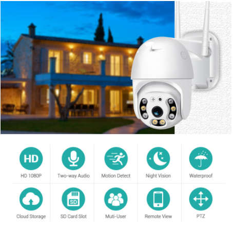 1080P FHD H.265 Waterproof WiFi Camera Surveillance Mobile Phone Remote Dual Antenna IP Camera
