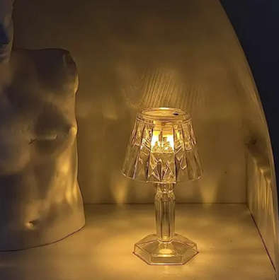 Rechargeable LED Crystal Table Lamp, Acrylic Diamond Night Light, Touch Control