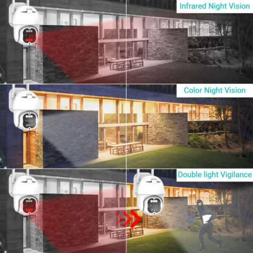 Dual Lens Wifi Camera with ICSEE App 8MP 8x Zoom Support IP66 Waterproof