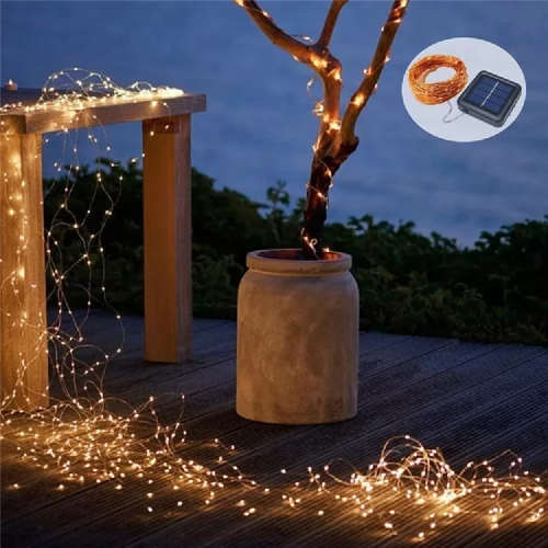 10m Outdoor Solar Led Starry Sky Light Waterproof Copper Wire Fairy Colorful Light Balcony Garden De
