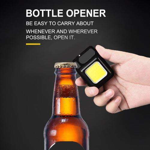 LED Light Pocket LED Work Light USB Rechargeable Light Bottle Opener Mini Flashlight Keychain