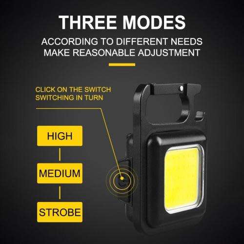 LED Light Pocket LED Work Light USB Rechargeable Light Bottle Opener Mini Flashlight Keychain