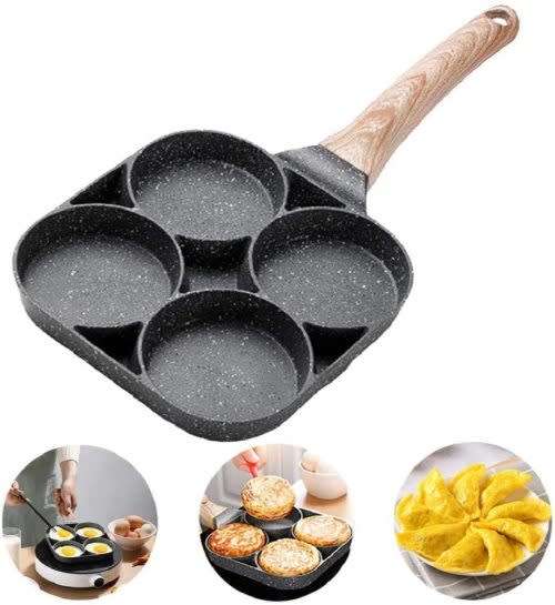 4 Hole Omelette Pan Suitable For Burgers Eggs Ham Pancakes Chef Kitchen Utensils