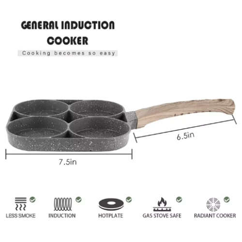 4 Hole Omelette Pan Suitable For Burgers Eggs Ham Pancakes Chef Kitchen Utensils