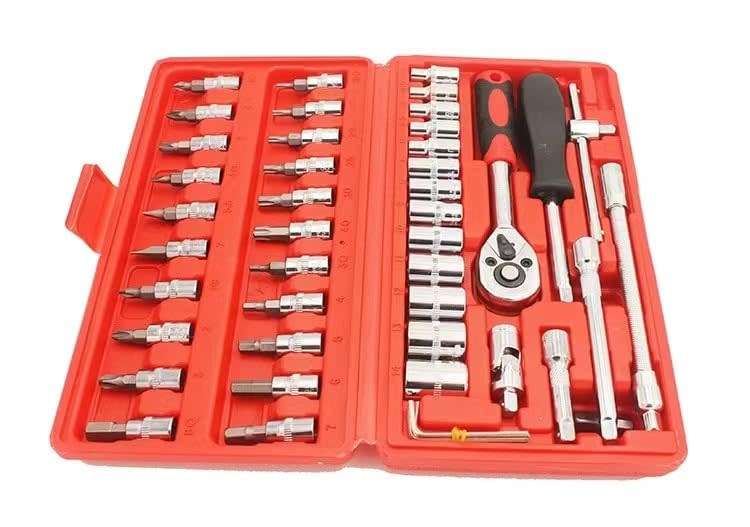 46 Pack 1/4 Inch Auto Parts Tools Auto Repair Tool Set Ratchet Wrench Combo Tool Kit