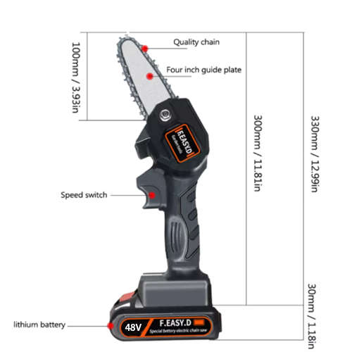 48V Mini Lithium Battery Rechargeable Electric Chainsaw Outdoor Logging Chainsaw