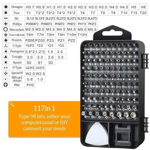 Precision Micro Screwdriver Set 115 Pieces Jewelers Watch Computer Glasses Repair Tools