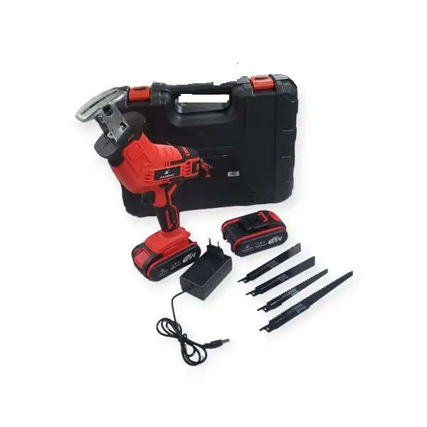 Rechargeable And Portable Cordless Reciprocating Saw With 2 Lithium Batteries