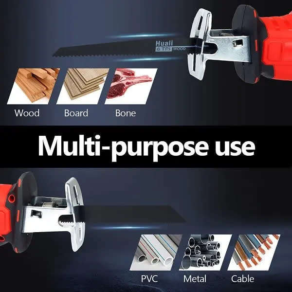 Rechargeable And Portable Cordless Reciprocating Saw With 2 Lithium Batteries