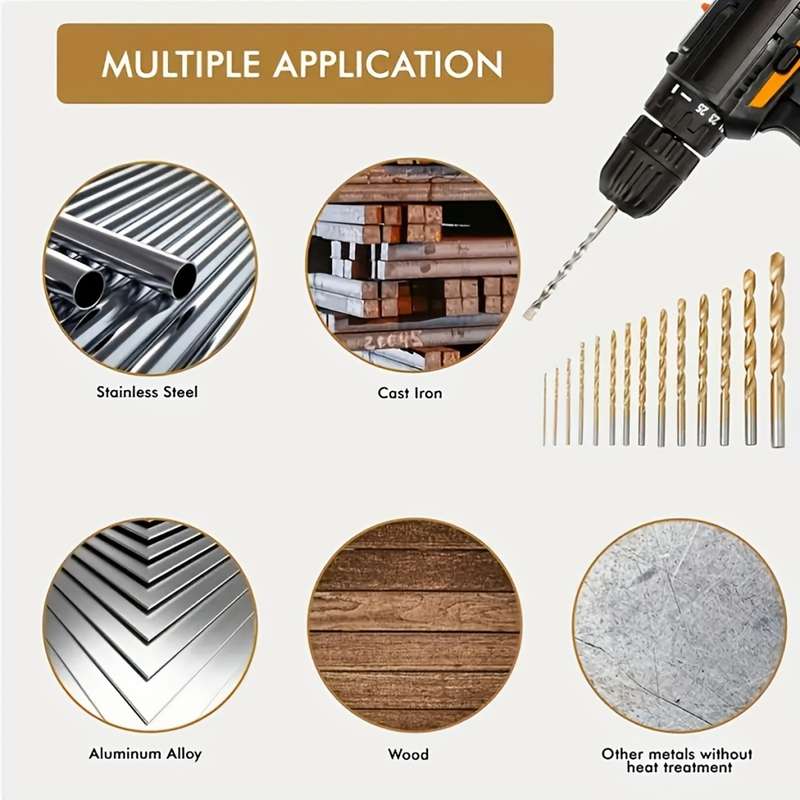 Twist Drill Bits 99-Piece Titanium Coated Twist Drill Bit Set With Box