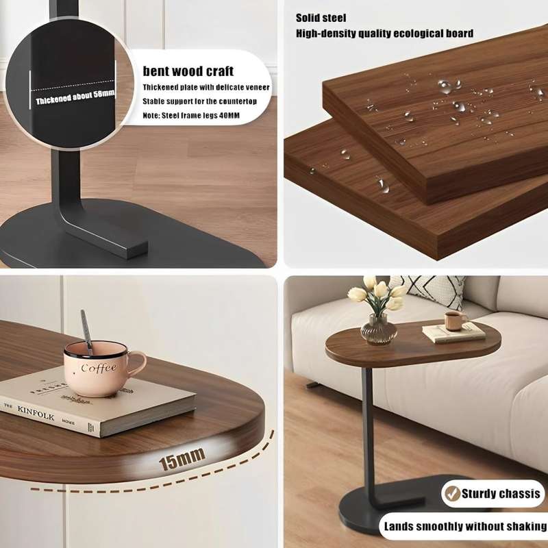C Shape Side Table Sliding Sofa Table Modern Style Bedroom Narrow Table