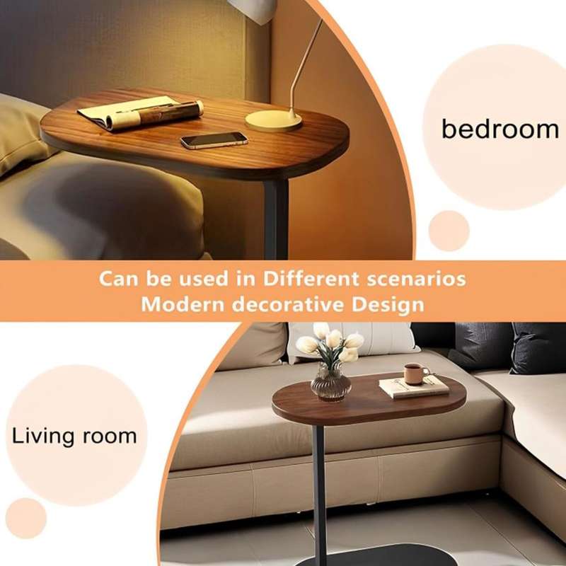 C Shape Side Table Sliding Sofa Table Modern Style Bedroom Narrow Table