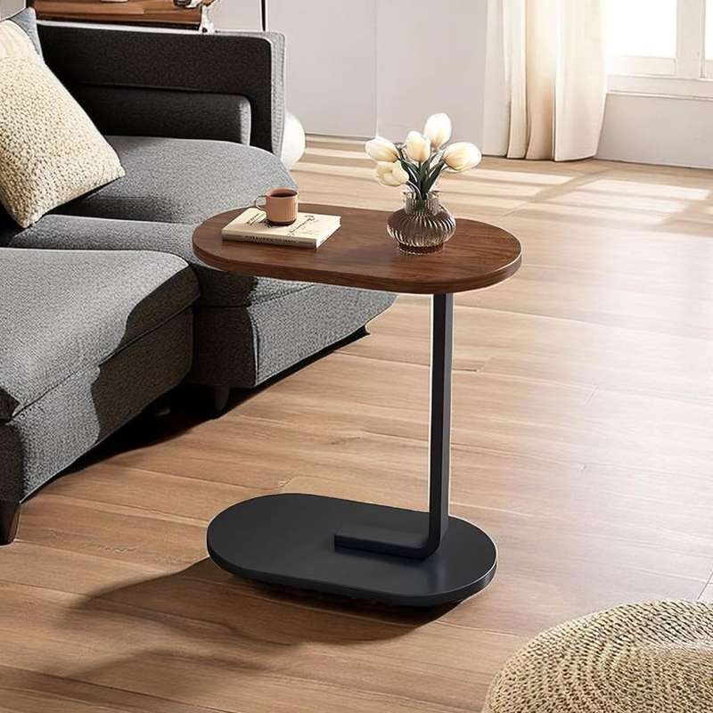 C Shape Side Table Sliding Sofa Table Modern Style Bedroom Narrow Table