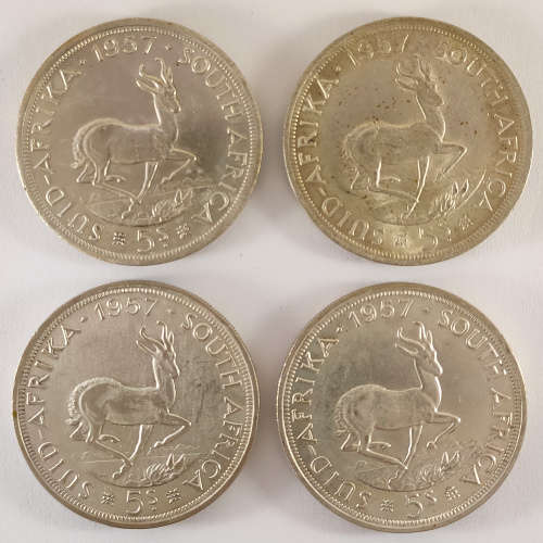 1957 5-Shillings - South Africa - (x4 Coins)