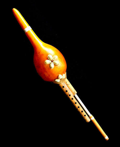 BIG 26" AUTHENTIC INDIAN SNAKE CHARMER PUNGI BEEN. BOTTLE GOURD SHELL, FAB SOUND