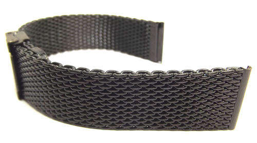 BLACK CERAMIC FINISH IGP ULTRA-HEAVY STAINLESS STEEL WOVEN MESH BRACELET 22 mm