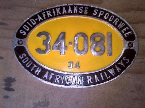 Original SAR Class 34-081 Numberplate (Aluminium) FREE SHIPPING!!!!
