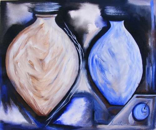 Abstract Vases - Original Acrylic Painting - by Jennifer van Niekerk