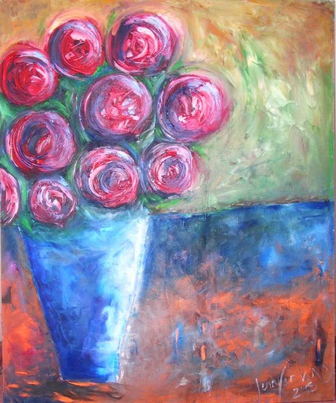 Luscious Roses - Oil Painting - Jennifer van Niekerk