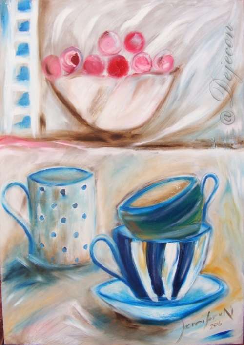 Coffee and Tea - Oil Painting - Jennifer van Niekerk