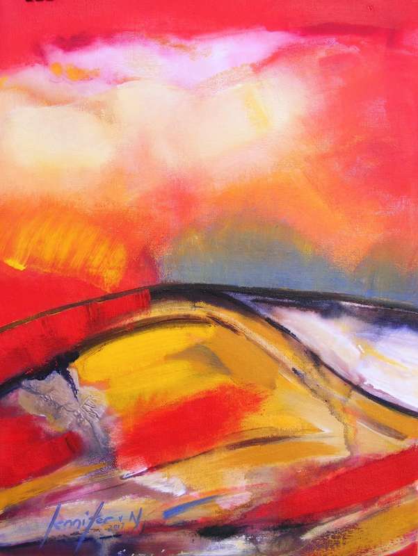 Desert Sunset - Original Acrylic Painting - by Jennifer van Niekerk