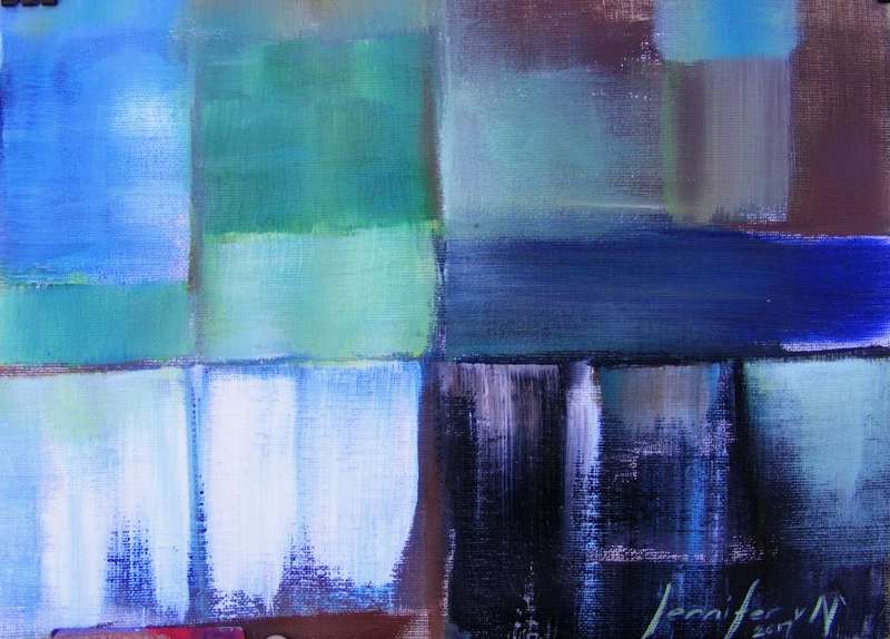 Deep Abstract Landscape - Original Acrylic Painting - by Jennifer van Niekerk