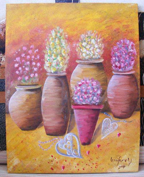 Romantic Potted Terrace - Original Oil Painting - Jennifer van Niekerk