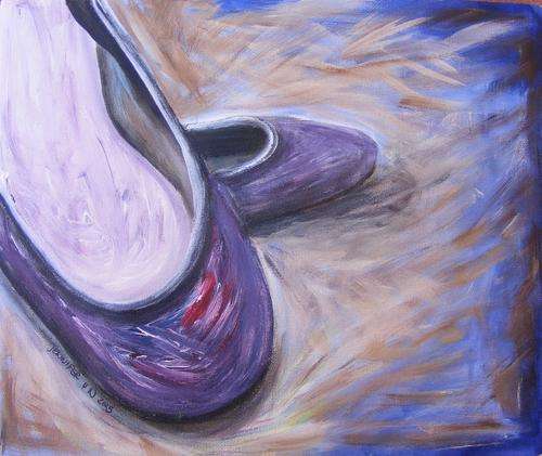 Annual Shutdown Sale:  Lavender Ballet Shoes - Original Acrylic Painting - by Jennifer van Niekerk