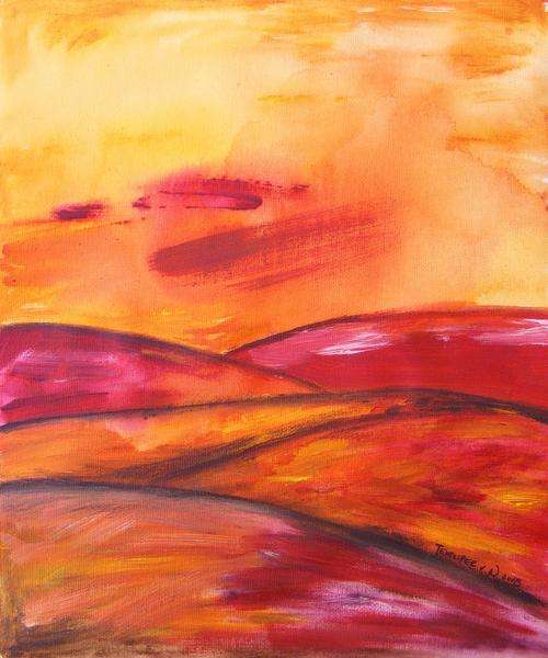 Crimson Sunset - Original Acrylic Painting - by Jennifer van Niekerk