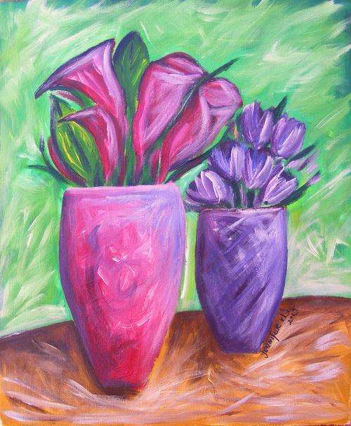 Tulips and Lilies - Original Acrylic Painting - by Jennifer van Niekerk