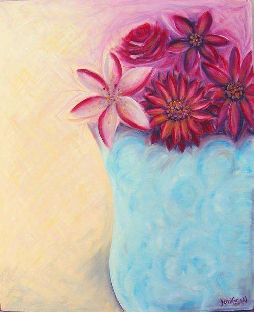 Crimson Bouquet - Oil Painting - Jennifer van Niekerk