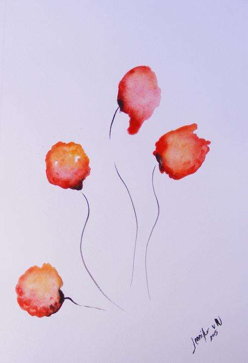 Contemporary Poppies - Original Watercolour - Jennifer van Niekerk