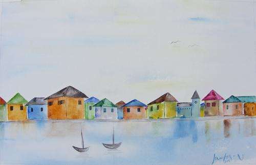 Fishing Village - Original Watercolour - Jennifer van Niekerk